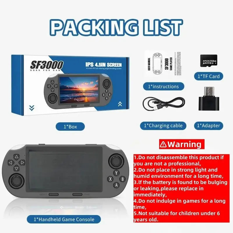 Compact Retro Game Console with Long Lasting Battery